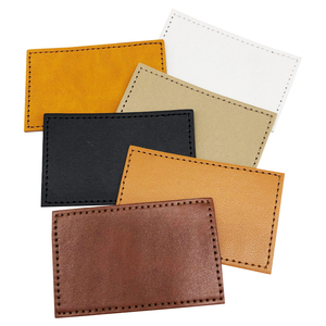 Custom PU Leather Patches Brown Rectangular Hexagonal Adhesive Embroidered Logo Badge for <b>Hats</b> Casual Style - Product Image 5
