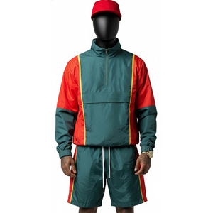 Conjunto Deportivo de Dos Piezas para Hombre, Chaqueta con Capucha y Pantalones Cortos, Diseño Personalizado con Estampado Animal Paisley, 100% Poliéster, Cierre de Cremallera - Product Image 1