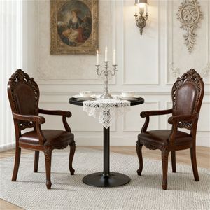 Tavolo da Pranzo Rotondo Nero per Cucina - Product Image 1