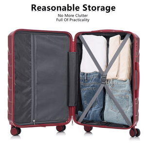 Valigia Trolley 3 in 1 in ABS PC Leggera 20/24/28 Pollici con Asta in Ferro, Lucchetto TSA, Ruote Girevoli, Colore Rosso Vino, con Borsa Inclusa - Product Image 4