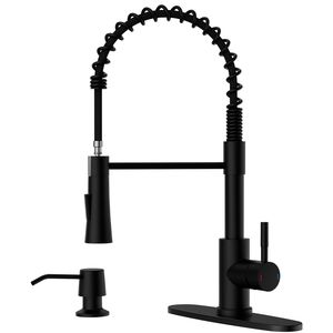 Rubinetto Commerciale Monocomando ad Arco Alto con Dispenser Sapone, Rubinetto da Cucina Estraibile in Acciaio Inox SUS304 per Lavello - Product Image 6