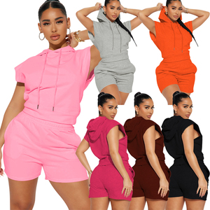 Conjunto de 2 Piezas para Mujer, Verano, Casual, Estampado Sólido, Largo hasta la Rodilla, Poliéster y Algodón, Camiseta y Pantalones Cortos, Gran Venta - Product Image 6