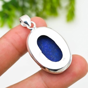 High Quality <b>Lapis</b> <b>Lazuli</b> Style Bezel Setting Oval 925 Sterling Silver Handmade Blue Gemstone Boho Unisex <b>Pendant</b> Jewelry Gift - Product Image 4