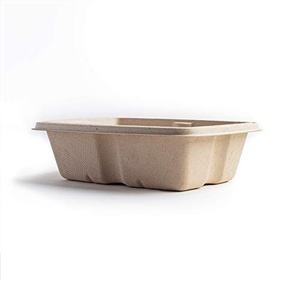 Biodegradable Disposable <b>Takeaway</b> Box Bagasse Food <b>Container</b> 750ml Unbleached Anti Leak Recutangler Lunch Box Lid Compostable - Product Image 3