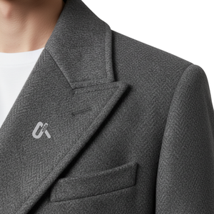 Men's Double Breasted Wool <b>Overcoat</b> Long Winter Coat Turn-Down Collar Slim Fit Outdoor Outerwear. - Product Image 5