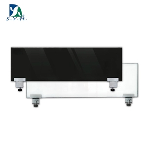 Modern Black Glass Desk Divider - Writable & Magnetic Privacy Panel for Home Office - Product Image 1