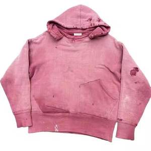 Sweat à capuche vintage double couche, délavé à l'acide, effet usé, brodé, personnalisé, streetwear, polaire 100% coton, hiver - Product Image 4