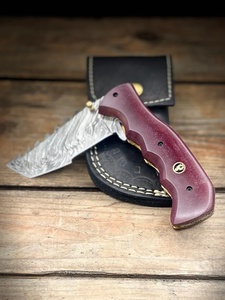 Couteau Tracker en Acier Damas Fait Main avec Manche en Micarta, Lame Fixe à Pointe Tombante Droite pour la Chasse, le Camping, le Bushcraft et la Survie - Product Image 3