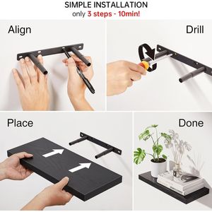 Estantes Flotantes Rústicos de Madera, Estantes de Exhibición Montados en la Pared - Product Image 2