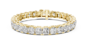 LUXURY LAB GROWN PRINCESS CUT DIAMOND TENNIS BRACELET SET 18KT YELLOW <b>GOLD</b> RHODIUM PLATED DAILY OFFICE WEAR WEDDING ENGAGEMENT - Product Image 4