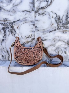 Nouveauté 2026 : Sac à main bandoulière en cuir sculpté à la main, style bohème gypsy, fait main, élégant, style western - Product Image 4