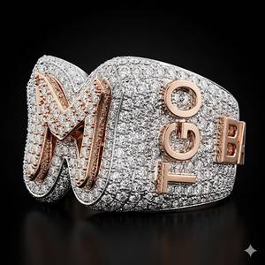 Custom <b>Initial</b> Letter <b>Ring</b> 925 Sterling Silver VVS Moissanite Iced Hip Hop Personalized Two Tone Rose Plated Anniversary - Product Image 3