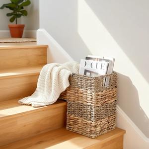 Panier de rangement en herbe de mer et jacinthe d'eau fait main pour escalier, vente en gros, écologique, fabriqué au Vietnam - Product Image 6