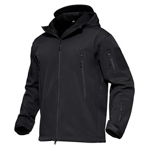 Chaqueta de Invierno para Hombre con Capucha, Acolchada, Resistente al Viento, Cierre de Cremallera, Color Negro Sólido, Prenda Exterior Informal, Corte Regular, Exterior de Poliéster - Product Image 1