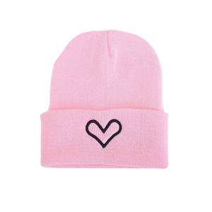Trendy Korean Style Acrylic Heart Jacquard Knitted Button Hat Simple Cute Fashionable Versatile Solid Color <b>Beanie</b> - Product Image 5