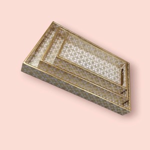 High standard metallic framing with enamel finished serving tray <b>set</b> of <b>3</b> pcs amazingly made by KHOOSI OVERSEAS - Product Image 1