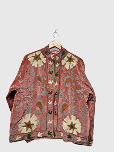 เสื้อแจ็คเก็ตกำมะหยี่ปักลายสไตล์แพรรี่ชิค แขนยาว คอจีน ลายดอกไม้ ไซส์พลัส สำหรับผู้หญิง ใส่ในฤดูใบไม้ร่วง - Product Image 3