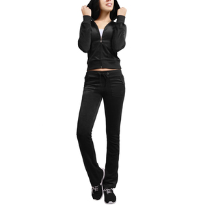 Women's Velvet Streetwear Jogger <b>Sets</b> Hooded Full-Length Breathable Waterproof Eco-Friendly Custom Logo Activewear Workout - Product Image 3