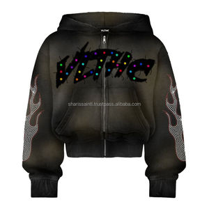 Personalizado de alta calidad fabricante Sun Faded Heavyweight 400gsm y 100% algodón Acid Wash Zipper Boxy Fit Zip up Hoodie para hombres - Product Image 3