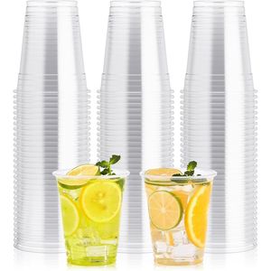 Confezione da 100 Bicchieri di Plastica Trasparenti Usa e Getta da 350 ml per Feste, Frutta, Gelato, Cupcake e Bevande Fredde - Product Image 1