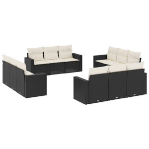 Conjunto de Sofás Grandes para Jardín en Ratán PE Negro con Acero con Recubrimiento en Polvo, Muebles Elegantes para Exteriores - Product Image 2