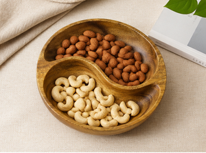 Tazón de Servir Rústico Hecho a Mano de Madera de Acacia Yin Yang con Compartimentos Divididos, Duradero, Ecológico, Seguro para Alimentos, con Revestimiento Pulido, Bonito - Product Image 5