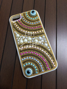 Bolsos de mano personalizables con correa de cuentas plateadas, funda de lujo para teléfono móvil, diseño moderno y lindo, con detalles en hoja de oro, hechos a mano. - Product Image 1