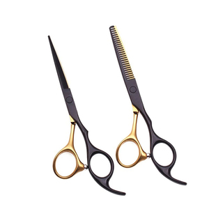 Juego de Tijeras de Peluquería Profesionales, Cuchillas Negras de Acero Inoxidable, Tijeras para Cortar el Cabello con Mango Azul, Tijeras para Entresacar Cabello, Kit de 2 Piezas - Product Image 5