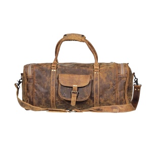 Dual Color Shade Genuine <b>Leather</b> <b>Duffle</b> and Travel <b>Bags</b> With Multiple Compartments for Other Accessories - Product Image 1
