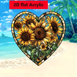 CIFbuy Acrylic Window Hanging Sun Catcher Stile Rustico Girasole Cuore Decorazione Murale Piatta per Casa Regalo di Natale su TikTok - Product Image 4