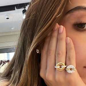 Diamond Signet <b>Ring</b> Bubble Chunky Statement Micro Pave Setting <b>Dome</b> Pinky Band 13mm 14k 18k Solid Gold Round Lab Grown Wholesale - Product Image 2
