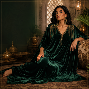 Abaya de Terciopelo Talla Grande, Abierta por Delante, Vestido Kaftán Musulmán, Estilo Kimono Islámico Modesto, Largo hasta el Suelo, con Bordado, para Adultos - Product Image 1