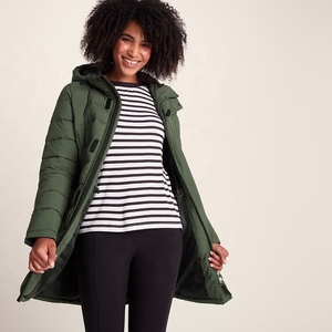 Chaqueta Acolchada Verde Oliva para Mujer, Abrigo Largo con Capucha para Uso Casual al Aire Libre, Chaqueta Larga de Plumón para Mujer - Product Image 4