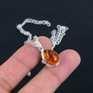 Pendentif en ambre de la Baltique fait main en argent sterling 925, pierre d'ambre naturelle, bijoux de la marque NIKHIL GEMS, style vintage, pour homme et femme - Product Image 3
