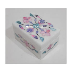 Caja de joyería con Incrustaciones de nácar Rosa mármol blanco Natural de forma Rectangular diseño de flores hecho a mano utilizado para regalo de collar - Product Image 2