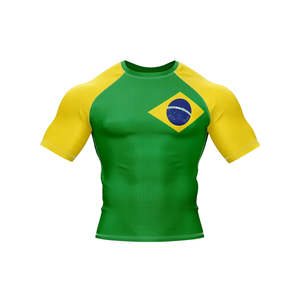 Best Quality Men's Rash Guards Sportswear Custom Logo Digital Print Solid Breathable Quick Dry Lightweight 160g Polyester/Nylon - Product Image 3