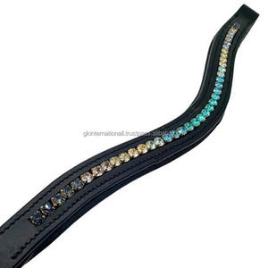 Banda ecuestre de cuero genuino para cejas de caballo, cadena de cristal negra de alta calidad - Product Image 3