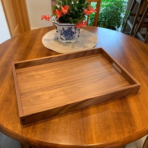 Rectangle Acacia Wooden Food Plate Drink <b>Coffee</b> Serving Tray for Restaurant <b>Walnut</b> Wood Serving Tray Handles Decorative Tray - Product Image 3