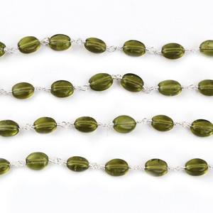 Chaîne de perles en péridot vert olive naturel, style chapelet, finition brillante, pour la fabrication de colliers et de bracelets, fournitures de bijouterie - Product Image 6