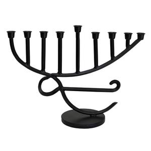 Candelabro Menorah de Estructura Curva con Brazos Extendidos, Metal Negro, Centro de Mesa Decorativo, Ideal para Decoración del Hogar y Eventos - Product Image 1