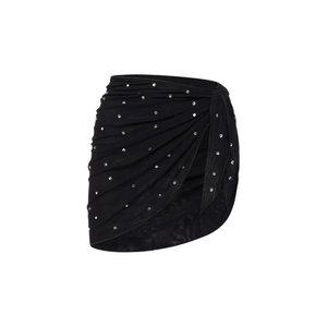 Mini-sarongs verts de haute qualité avec broderie de strass rouges, étoiles de mer, coquillages et coraux, à franges, asymétriques, pour la plage, maillot de bain femme 1 - Product Image 1