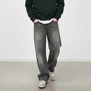 Jeans de Mezclilla para Hombre, Diseño Nuevo, Corte Holgado y Recto, Color Negro Lavado, Cintura Media, Transpirables, de Algodón, Spandex y Poliéster - Product Image 4