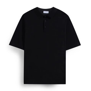 เสื้อโปโลผู้ชายแขนสั้นลำลอง, เสื้อกอล์ฟป้องกันรอยยับผ้าใยสังเคราะห์สีดำอเนกประสงค์