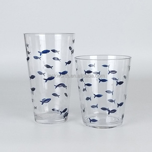 Vasos de Plástico con Diseño de Peces, Reutilizables, Resistentes a Roturas, Estilo Vintage, para Fiestas - Product Image 3