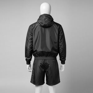 Conjunto de Sudadera con Capucha y Pantalones Cortos de Felpa Bordada Personalizada, Transpirable, 100% Algodón, Estilo Urbano, Verde y Blanco, Dos Piezas, Traje Deportivo Otoñal para Hombre - Product Image 5