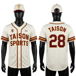 Maillot de baseball pour homme, haute qualité, 200 GSM, maille polyester, crème vert, boutons sur le devant, rayures fines, broderie logo personnalisée, professionnel - Product Image 4