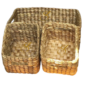 Ensemble de 3 paniers de rangement en jacinthe d'eau – Organiseur écologique fait main - Product Image 2