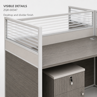 Poste de travail de bureau pour 6 personnes avec écrans de séparation et armoires mobiles 3680 mm Gris Grain de bois Mobilier de bureau