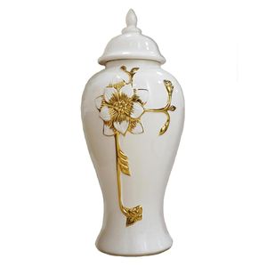 Vaso di porcellana in ceramica con effetto vapore barattolo di zenzero con Design fiore d'oro - Product Image 5
