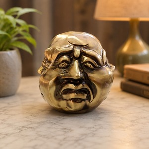 Sculpture de tête de Bouddha en bronze antique, faite à la main, style Art déco, avec cadre doré, statue en métal moulé pour décoration intérieure, cadeau d'affaires - Product Image 3